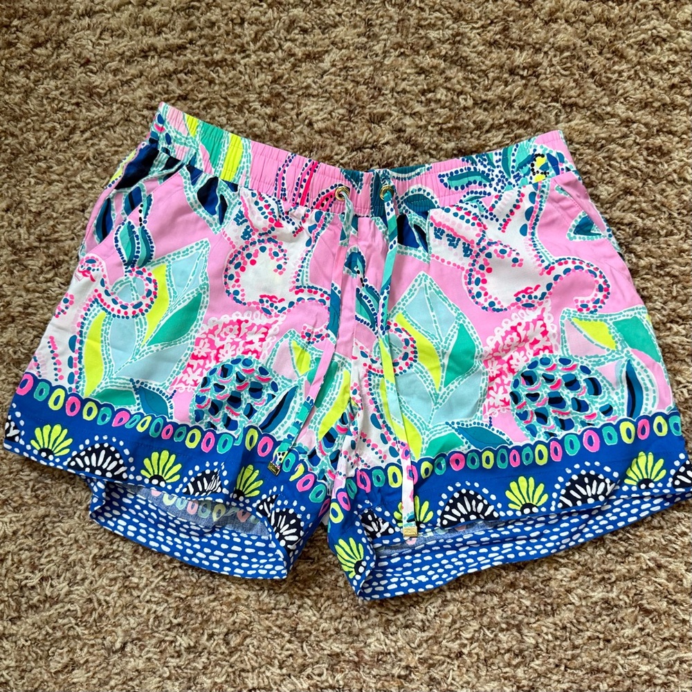 Lilly Pulitzer Pink and Blue Bermuda Shorts Vibrant Resort Style